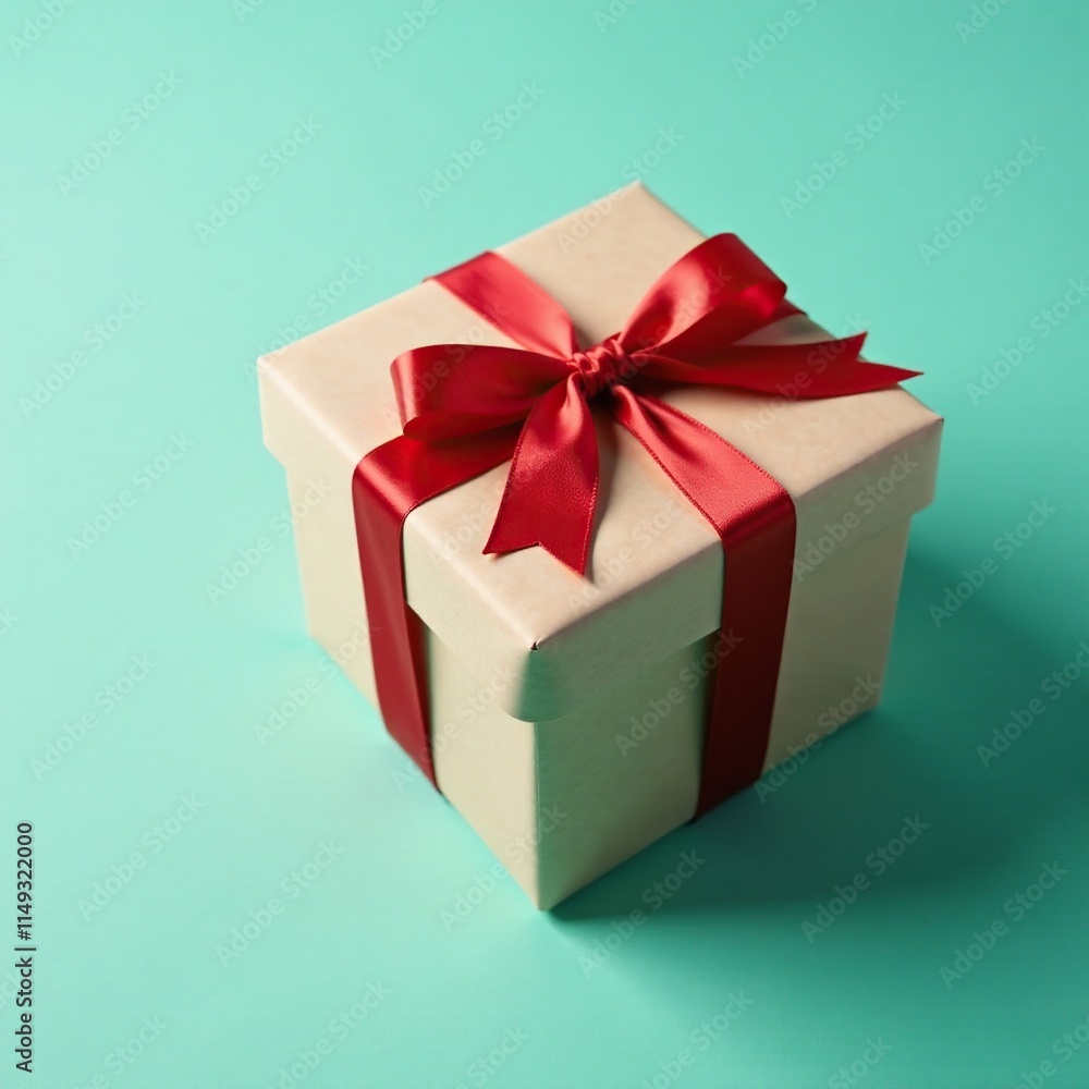 Gift wrapped in paper with Christmas box and ribbon, container, ribbon Gift wrapped in paper with Christmas box and ribbon, container, ribbon