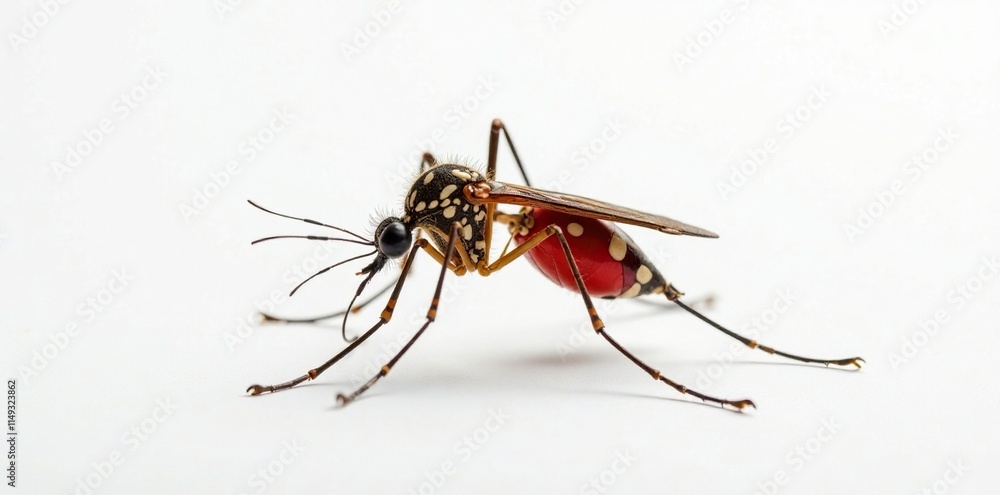 Single mosquito corpse on pristine white canvas, solitary, white backdrop Single mosquito corpse on pristine white canvas, solitary, white backdrop