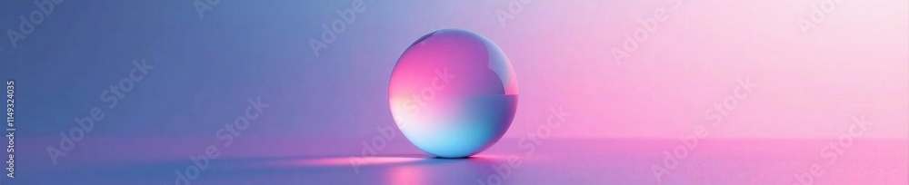 Obraz premium Glass orb suspended above a gradient of pink to blue hues, dreamy, abstract