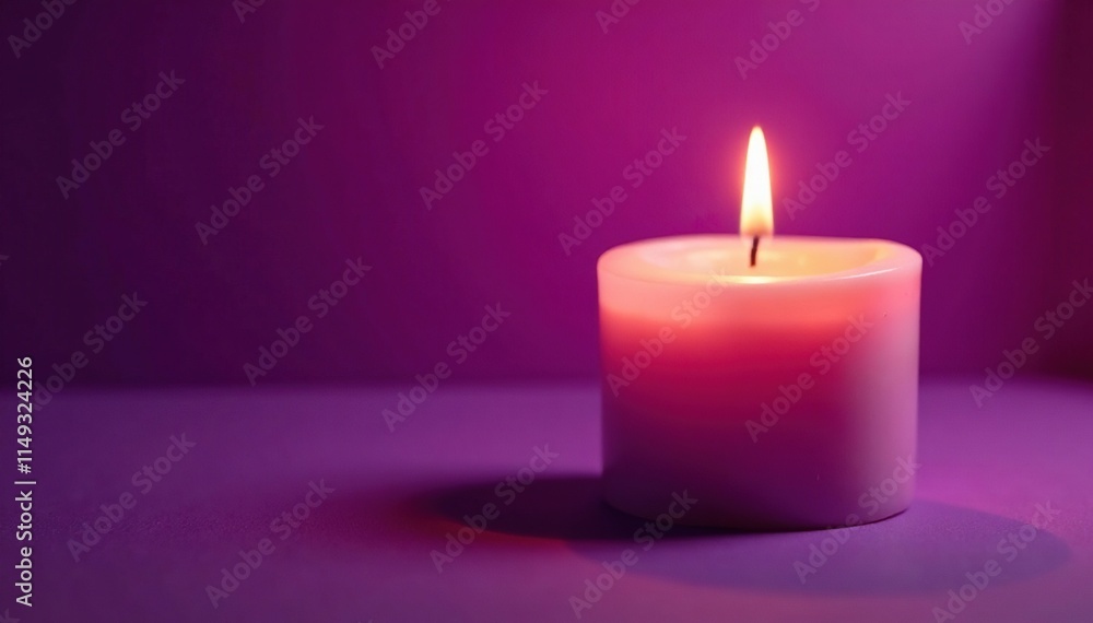 Soft focus candle on elegant purple background, opulence, sophistication, flame Soft focus candle on elegant purple background, opulence, sophistication, flame