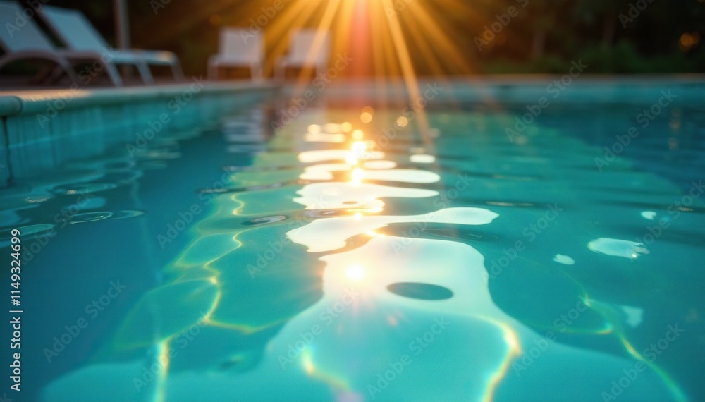 Sunlight casting a glow on the rippled surface of the pool, serenity found, sunlight Sunlight casting a glow on the rippled surface of the pool, serenity found, sunlight