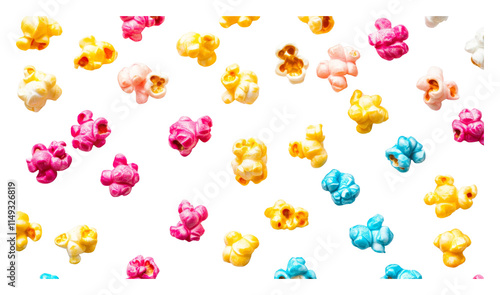Wallpaper Mural Colorful popcorn kernels scattered on white background. Snack food and creativity concept Torontodigital.ca