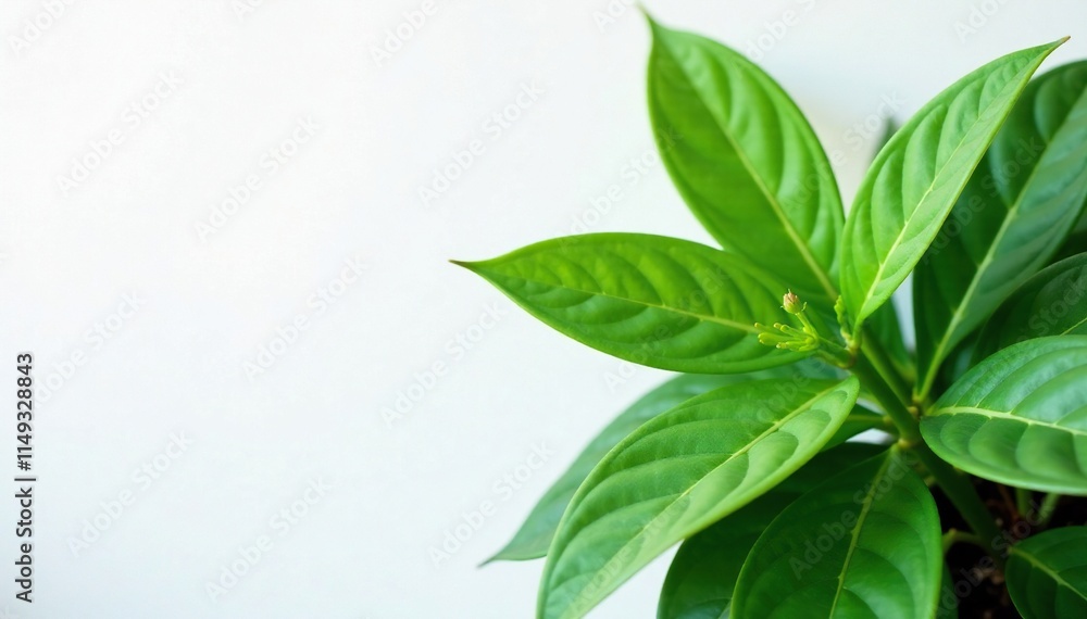Philodendron paraiso verde with delicate emerald leaves against a clean white canvas, nature, white background, foliage