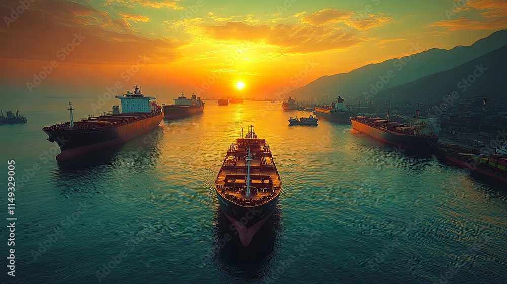 Fototapeta premium Portside View of the Arabian Sea at Sunset