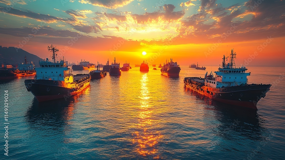 Obraz premium Portside View of the Arabian Sea at Sunset