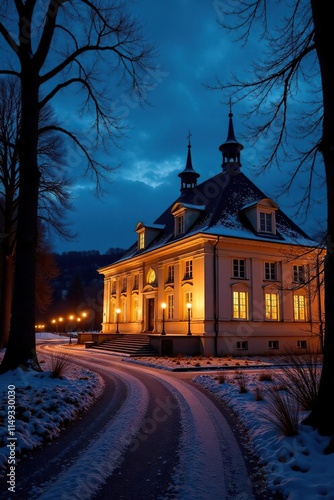 Stille Nacht im Salzburger Festspielhaus Hofgarten, dunkelheit, wald, hofgarten photo