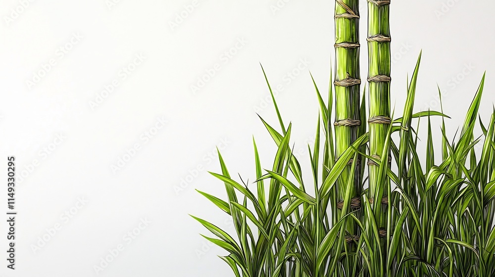Obraz premium Sugarcane Stalk Towering Above Like a Skyscraper in Bold Ink