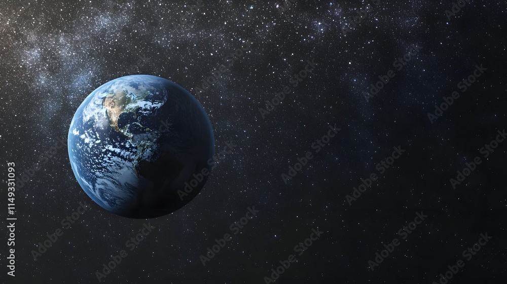 Naklejka premium Earth and Starry Night Sky Cosmic View