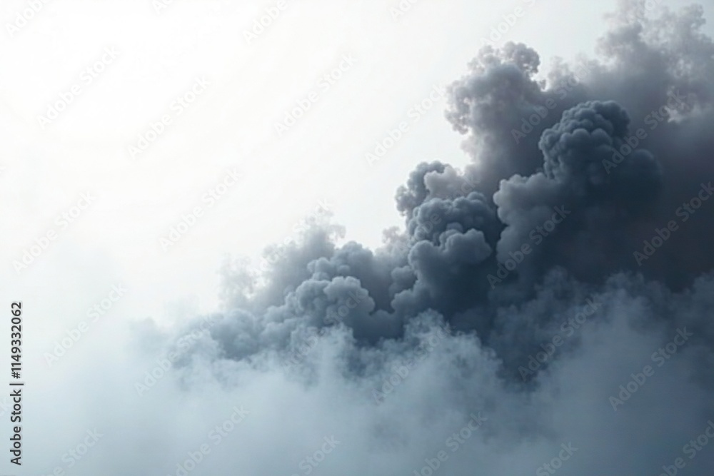 Dense fog with dark mist on a pure white canvas, mysterious atmosphere, smoke on white Dense fog with dark mist on a pure white canvas, mysterious atmosphere, smoke on white