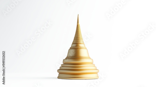 A gold tower with a pointed top on transparent background