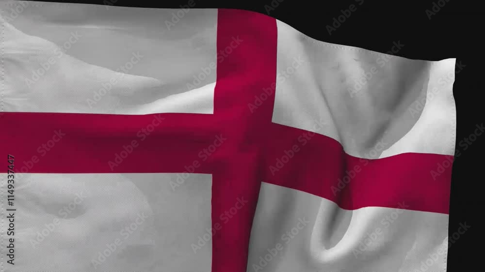 The St. George's Cross (Red Cross on White): The Animated Flag of England with Transparent Background, High Resolution, Clean Cutout, 4K Quality with Alpha Channel The St. George's Cross (Red Cross on White): The Animated Flag of England with Transparent Background, High Resolution, Clean Cutout, 4K Quality with Alpha Channel