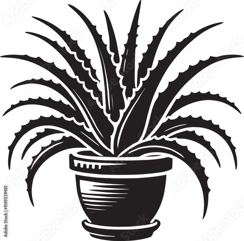 Aloe vera plant on tob silhouette isolated on white background simple aloe vera icon shape