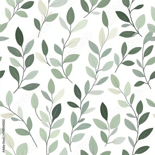 Organic leaf pattern with soft green tones on a white background, pattern, natureinspired and fresh