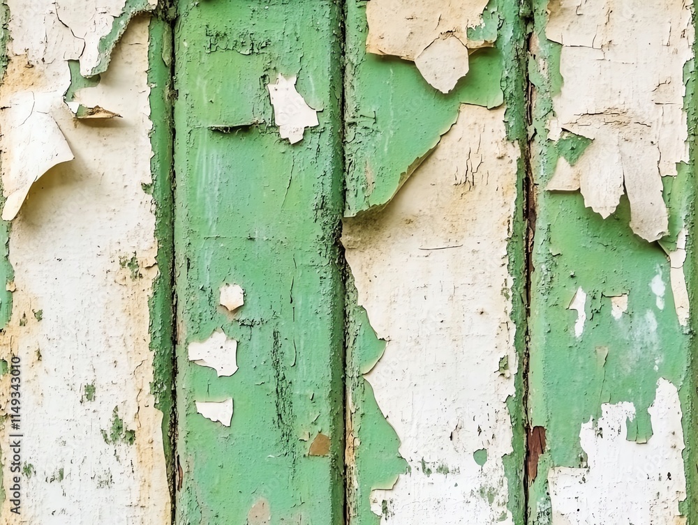 Closeup of peeling paint on an old wooden surface, texture, urban decay and nostalgia Closeup of peeling paint on an old wooden surface, texture, urban decay and nostalgia