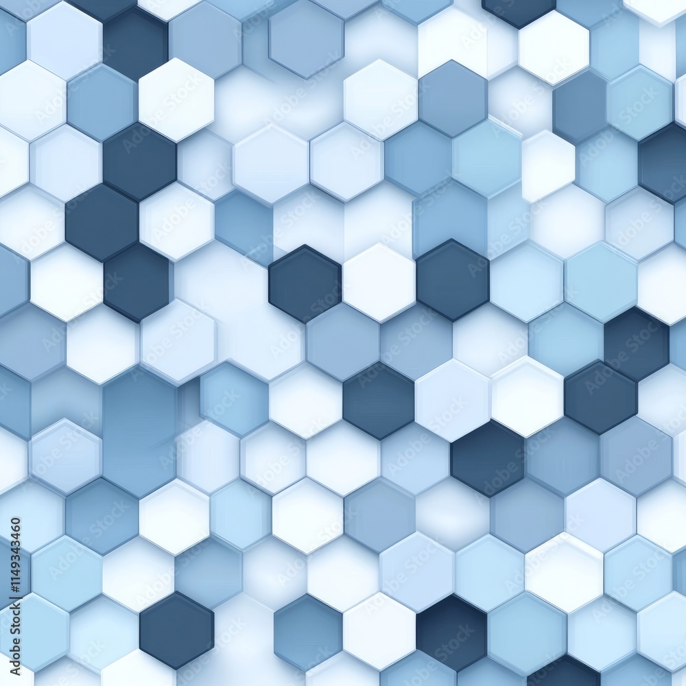 Abstract Hexagon Pattern in Shades of Blue and White Abstract Hexagon Pattern in Shades of Blue and White