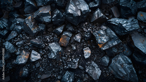 Wallpaper Mural Detailed Close-up of Raw Coal Chunks with Varying Textures and Shades for Industrial Use Torontodigital.ca