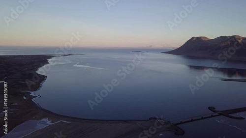 Drone aerial landscape winter view of landscapes on Kolgrafarfjördur or kolgrafarfjordur viewpoint, Iceland photo