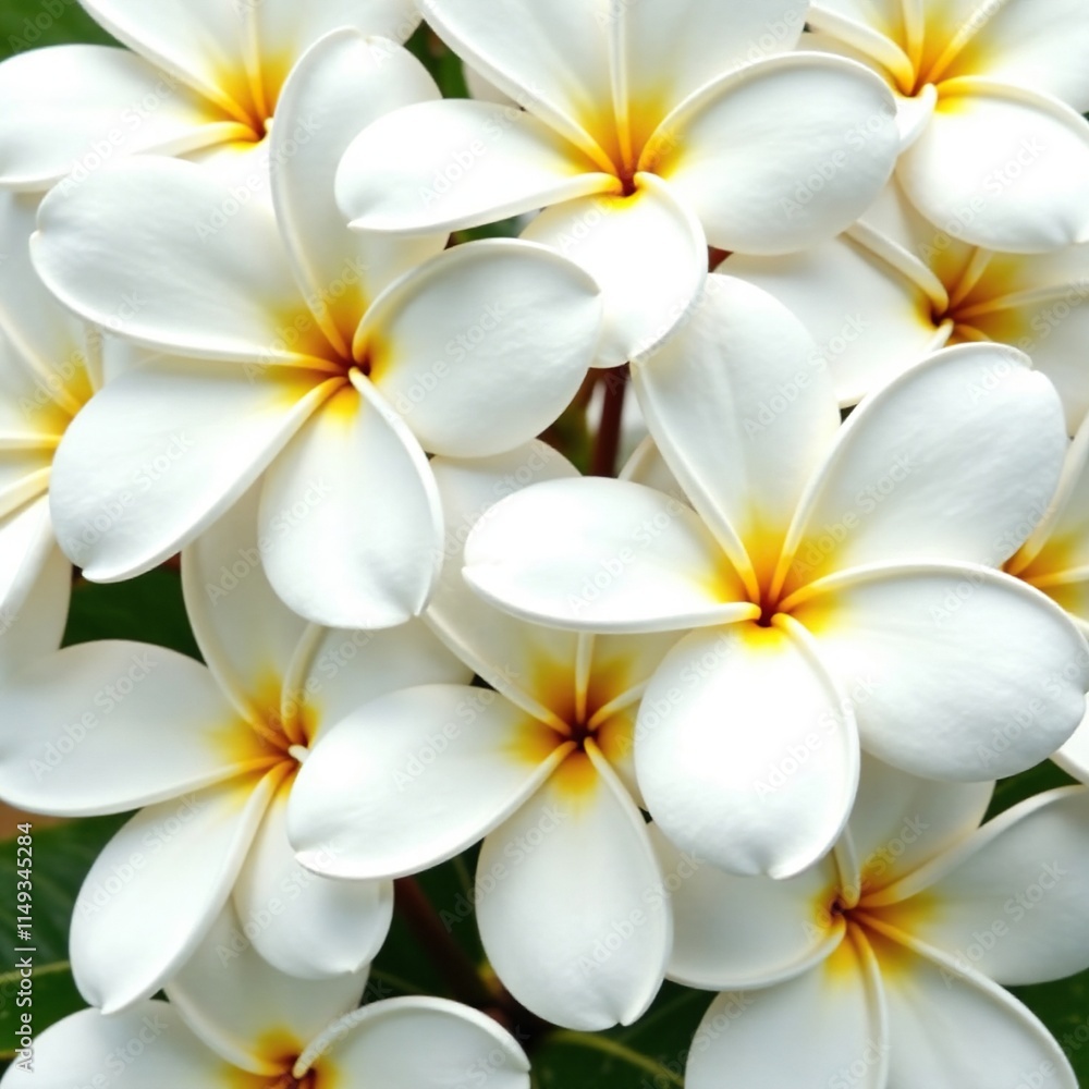 Fototapeta premium Delicate white plumeria flowers isolated on a white background, plumeria, garden, floral