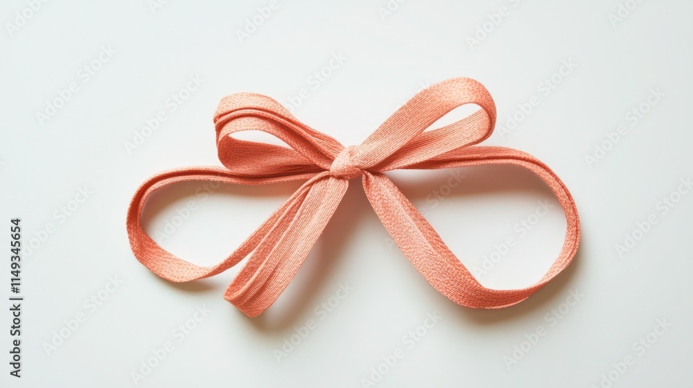 Tied shoe laces in a bow shape on a clean white surface. Tied shoe laces in a bow shape on a clean white surface.