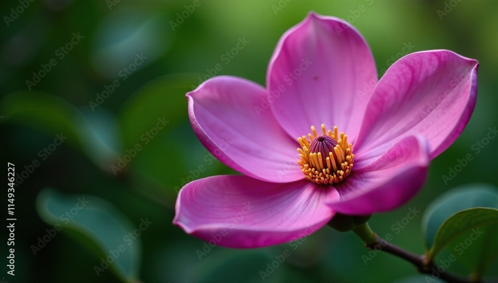 In-depth focus on the texture and color of a large purple magnolia on a green background, plant, foliage In-depth focus on the texture and color of a large purple magnolia on a green background, plant, foliage