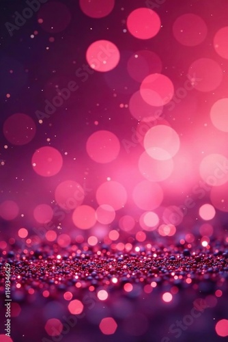 Pink bokeh with glittering dust and sparkling particles on a blurrier background, soft focus, sparkly flakes photo