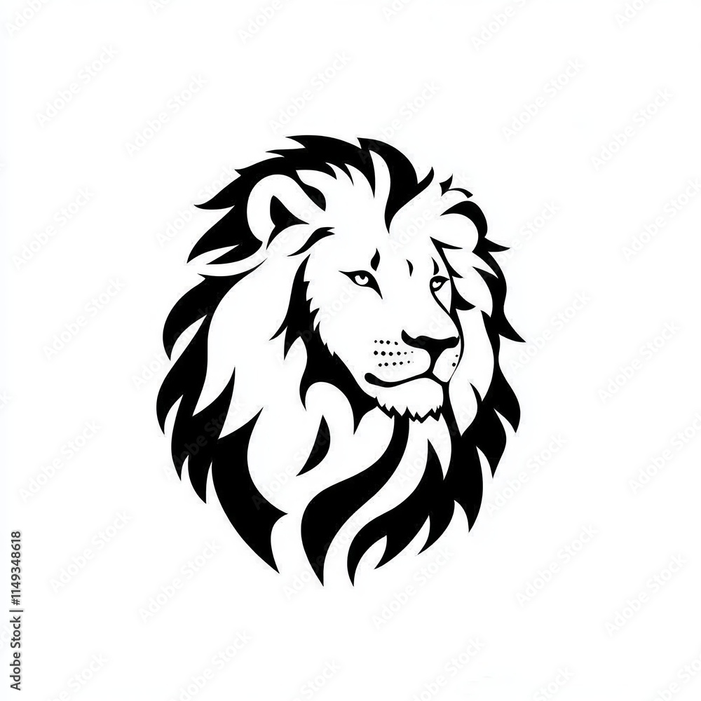 Obraz premium Black And White Lion Head Silhouette Graphic Design