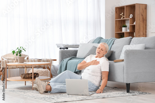 Mature woman having heart a...