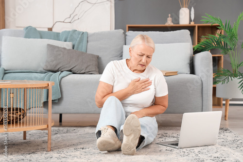 Mature woman having heart a...