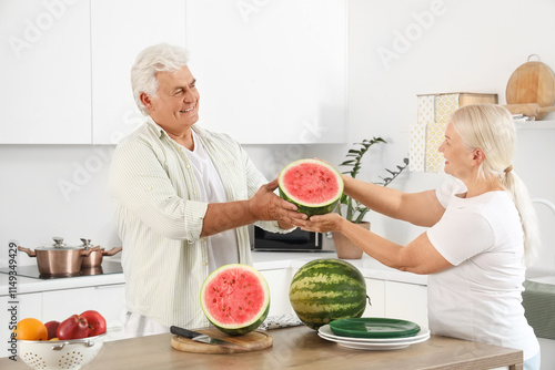 Mature couple with half of ...