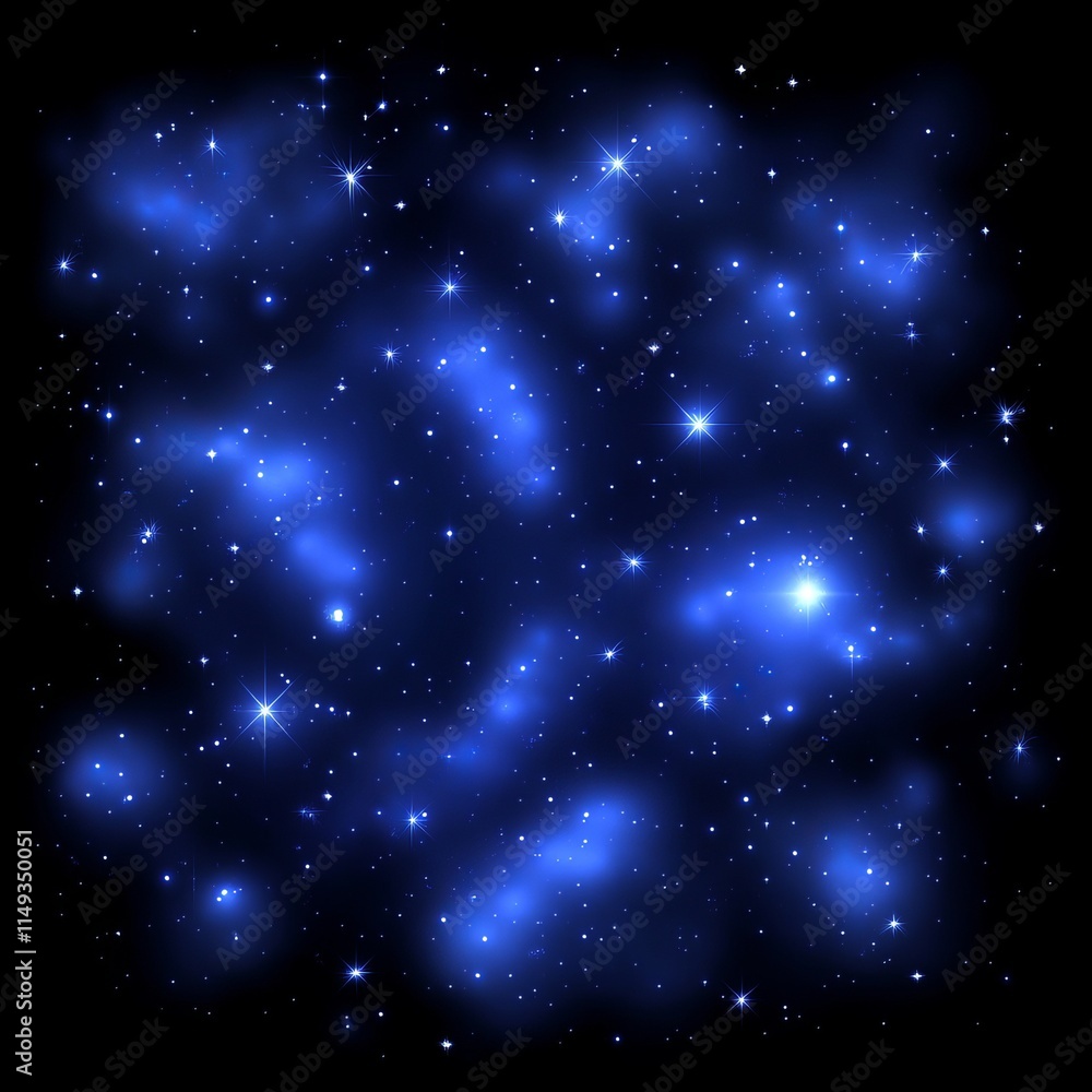 Obraz premium Celestial Nebula A Cosmic Dance of Blue Stars and Nebulae