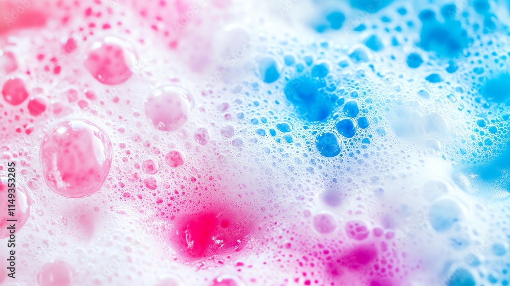 Abstract closeup of bubble foam patterns in vivid colors, texture, playful and scientific exploration Abstract closeup of bubble foam patterns in vivid colors, texture, playful and scientific exploration