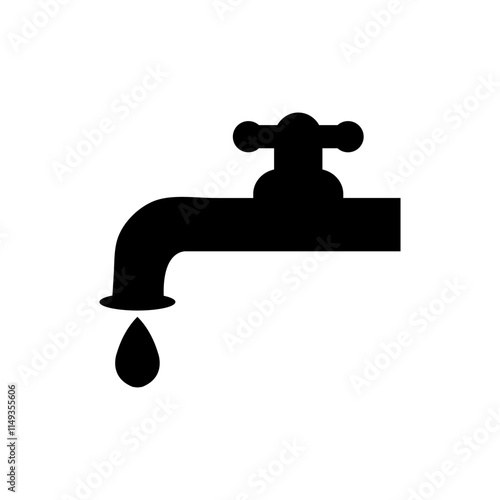 water tap faucet with drop silhouette vector isolated 