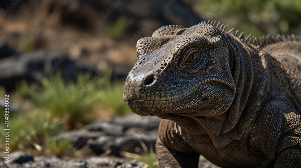 Fototapeta premium Close-up portrait of a land iguana.