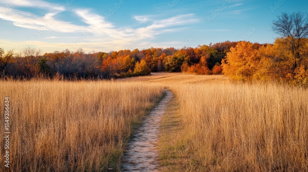 Autumn Path Through Golden Grass Autumn Path Through Golden Grass
