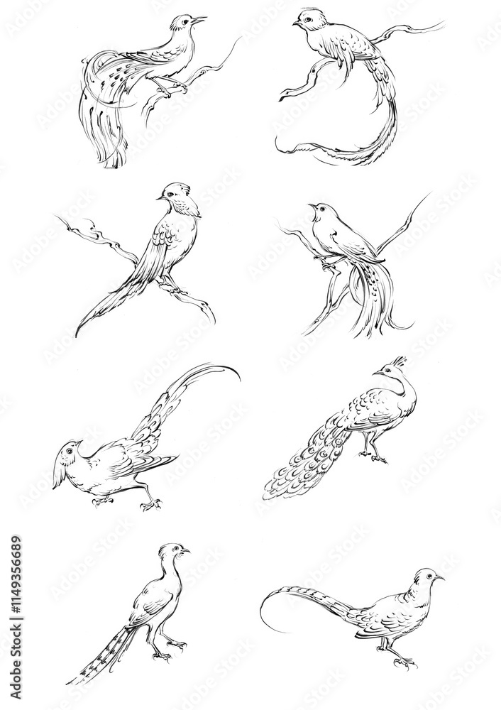 Obraz premium hand drawn sketch of bird