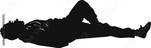 Homeless man sleeping on street in park vector silhouette