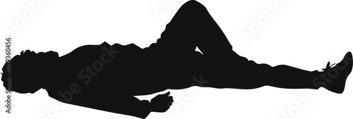 Homeless man sleeping on street in park vector silhouette