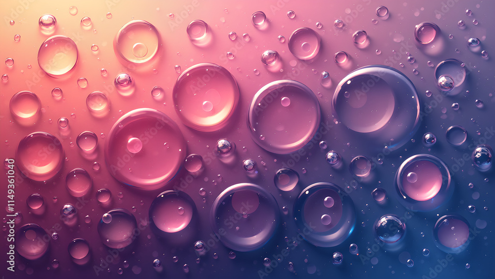 Gradient Water Droplets on Surface. Concept of Freshness, Purity, and Hydration. Gradient Water Droplets on Surface. Concept of Freshness, Purity, and Hydration.