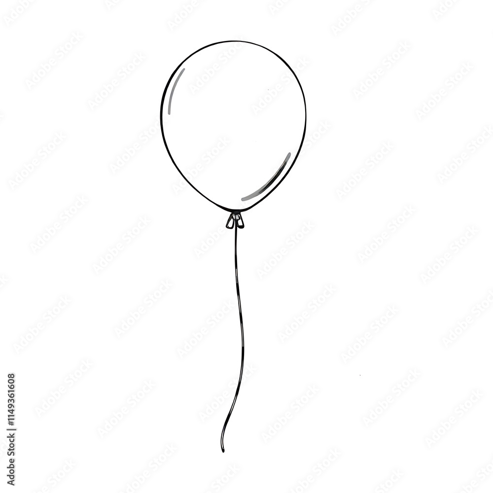 “Simple Balloon with String Outline Only, No Fill Color, Thicker Line” – A doodle of a balloon with a loose string attached, outlined in thick lines and no fill color on a white background.
“Simple Balloon with String Outline Only, No Fill Color, Thicker Line” – A doodle of a balloon with a loose string attached, outlined in thick lines and no fill color on a white background.
