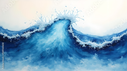 Ocean wave painting. Concept of power, nature, and water.