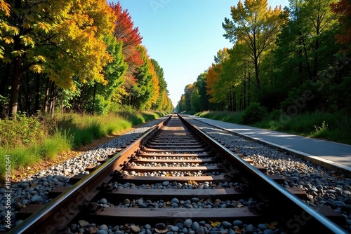 Old railway tracks and a single empty platform with rusty rails, abandoned, railway, rails photo