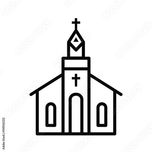 high quality modern church line icon  with minimalist design for digital and print projects