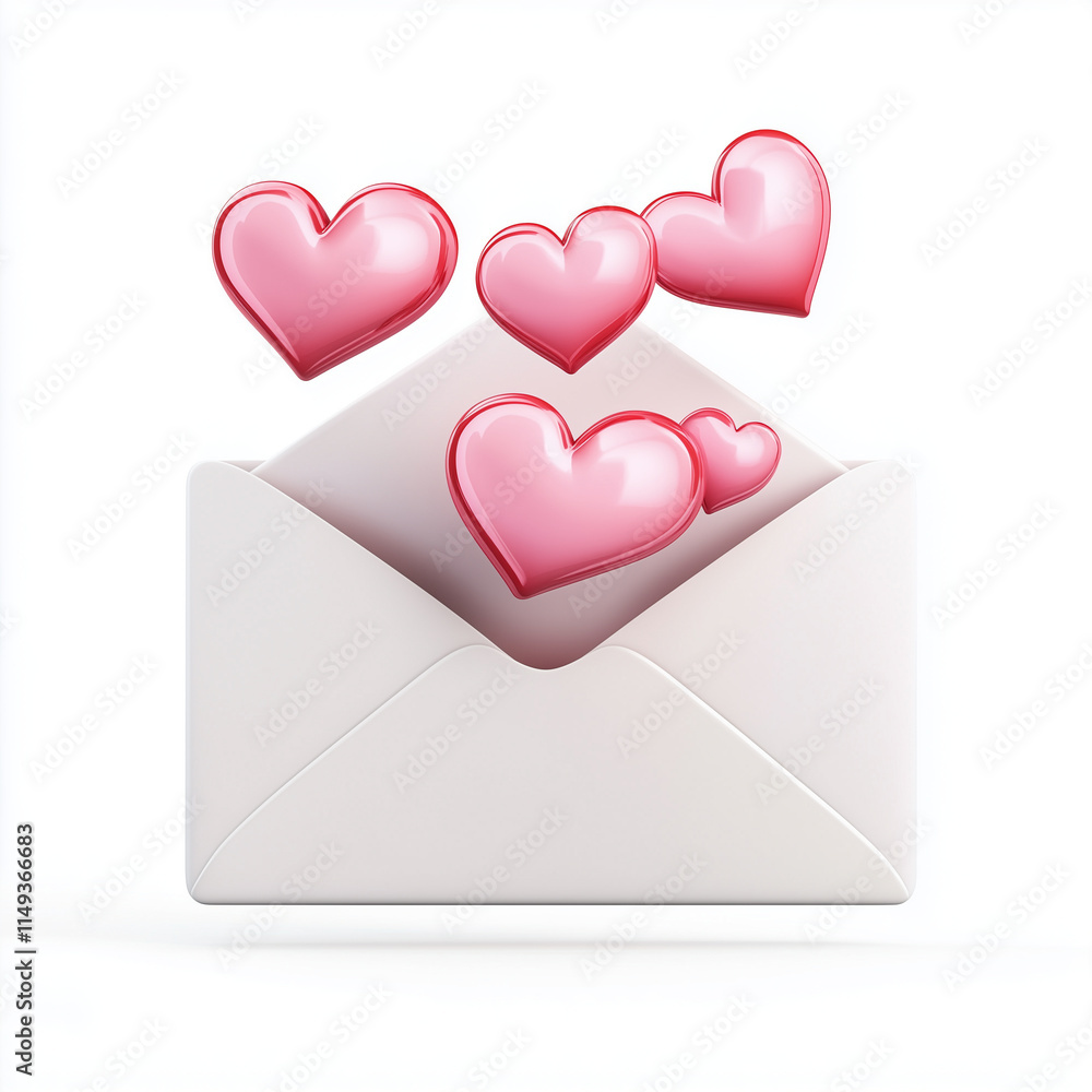 Heart love letter isolated on white background Heart love letter isolated on white background