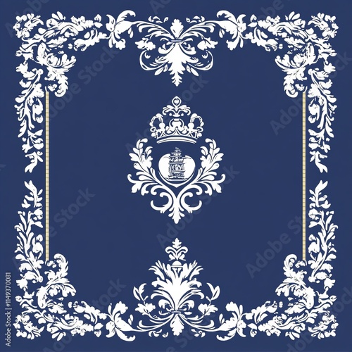 Elegant Nautical Crest Design with Baroque Frame