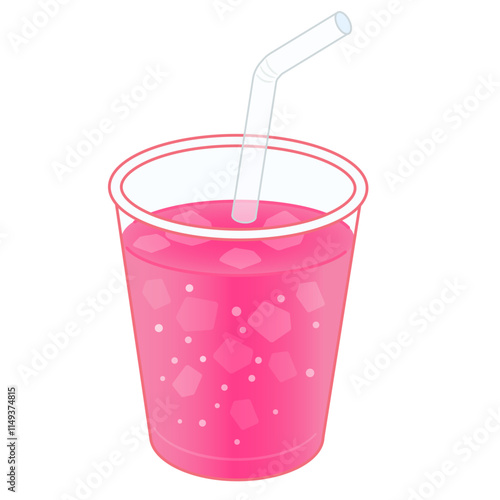 ピンクのストロベリーソーダのイラスト