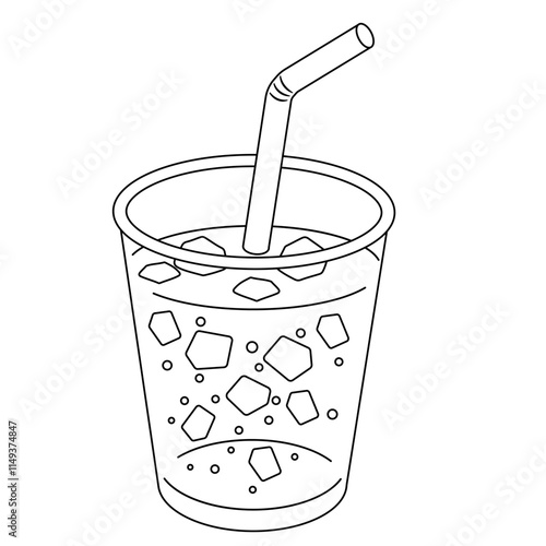 氷が入った冷たい飲み物のイラスト　白黒