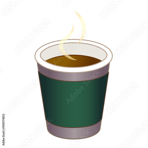 紙コップに入ったテイクアウトの温かいコーヒーのイラスト