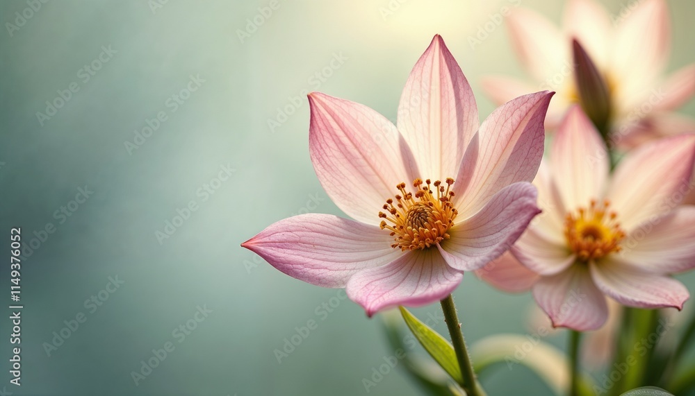 Fototapeta premium Close-up of serene pink flowers with delicate petals and soft focus background