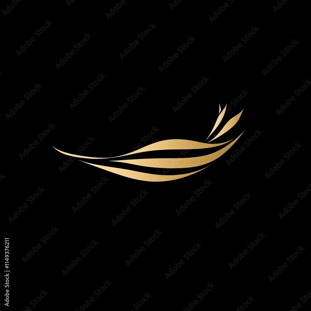 Fototapeta premium Golden Abstract Feather Design Element for Logo
