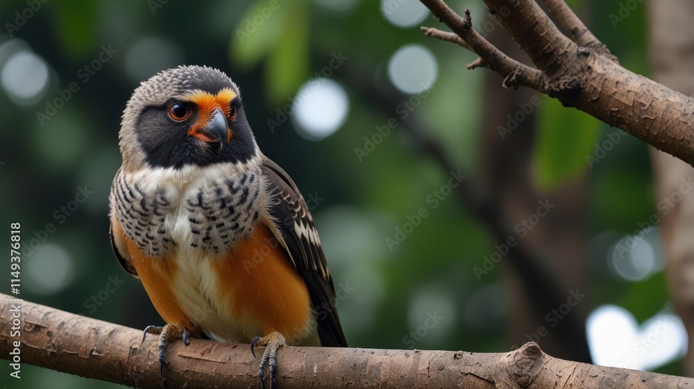 A Spectacled Owl perched on a branch. A Spectacled Owl perched on a branch.